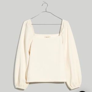 NWT Madewell Crepe square neck puff sleeve